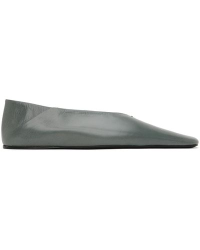 Jil Sander Gray Square Toe Ballerina Flats - Black