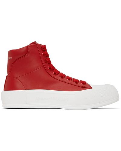 Alexander McQueen Deck Plimsoll High-top Sneakers - Red