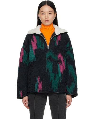 Isabel Marant Navy Marner Fleece Jacket - Multicolour