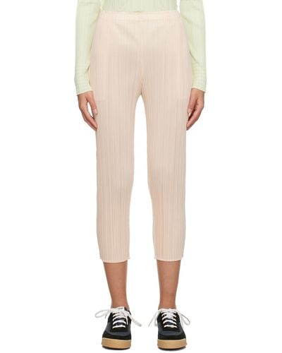 Pleats Please Issey Miyake Beige Monthly Colours February Trousers - Natural