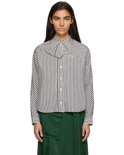 Victoria Beckham Off-white & Black Fluid Stripe Shirt - Multicolour