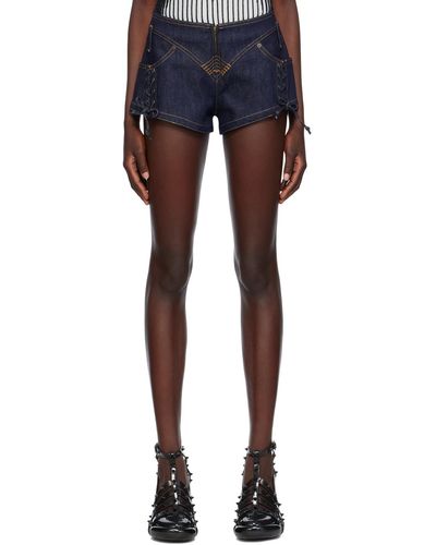 Jean Paul Gaultier Indigo 'the Lace-up' Denim Shorts - Blue