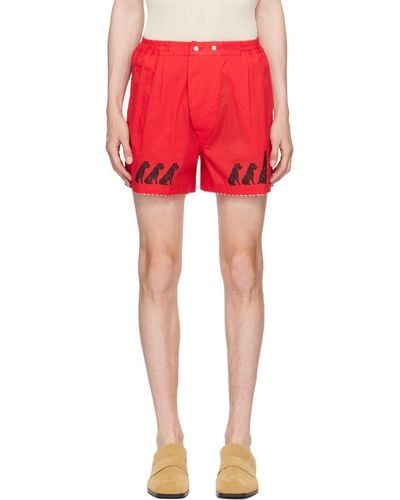 Bode Monday Boxer Shorts - Red