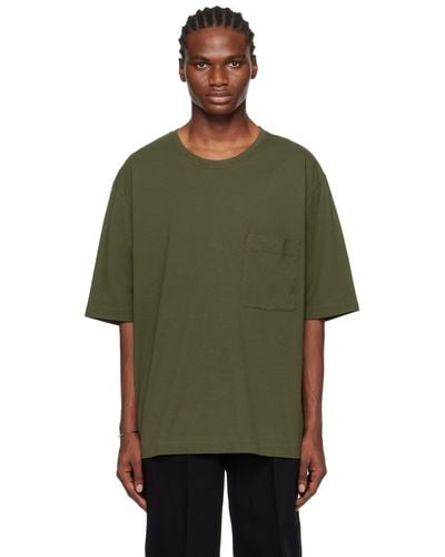 Lemaire T-shirt kaki à poche plaquée - Vert