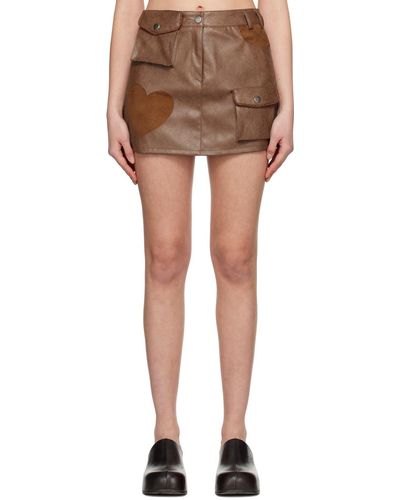 ANDERSSON BELL Eyelet Faux-leather Miniskirt - Brown