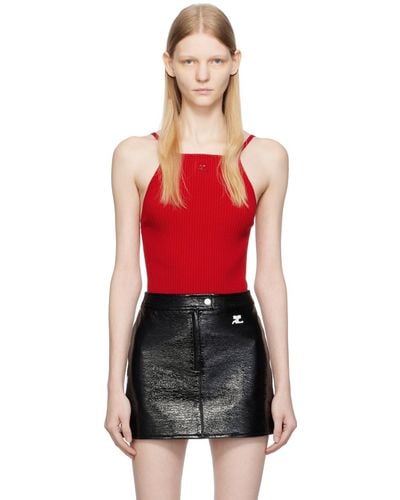 Courreges Square Neck Tank Top - Red