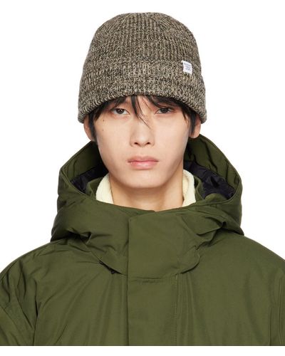 Norse Projects Brown & Beige Rib Beanie - Green