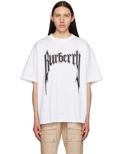 Burberry ホワイト ロゴプリントtシャツ