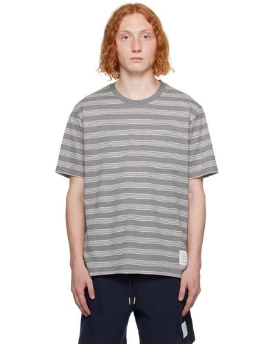 Thom Browne Thom e t-shirt gris à rayures