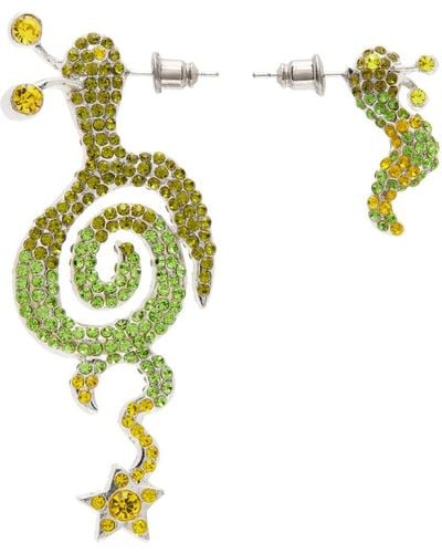 Collina Strada Ssense Exclusive Silver & Green Tattoo Snail Earrings - Metallic