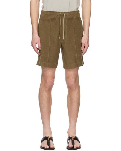 Tom Ford Brown Towelling Shorts - Green