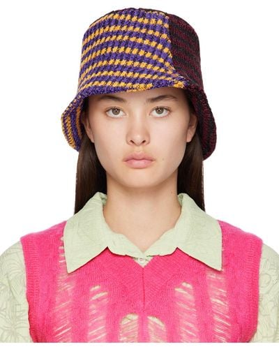 ANDERSSON BELL Burgundy Contrast Knit Bucket Hat - Pink