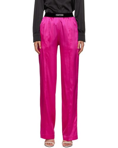 Tom Ford Pantalon de détente rose à coutures pincées