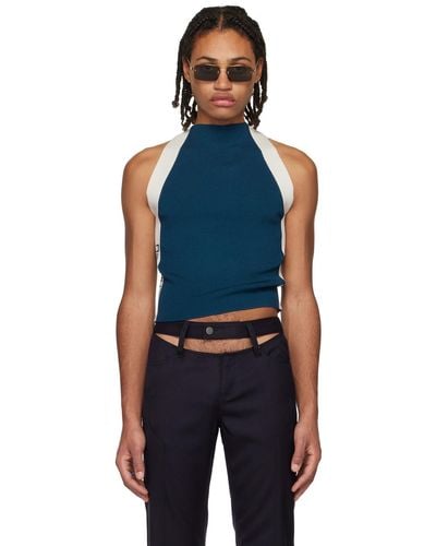K.ngsley Ssense Exclusive Banded Tank Top - Blue