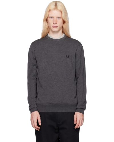 Fred Perry F Perry グレー クラシック セーター - ブラック