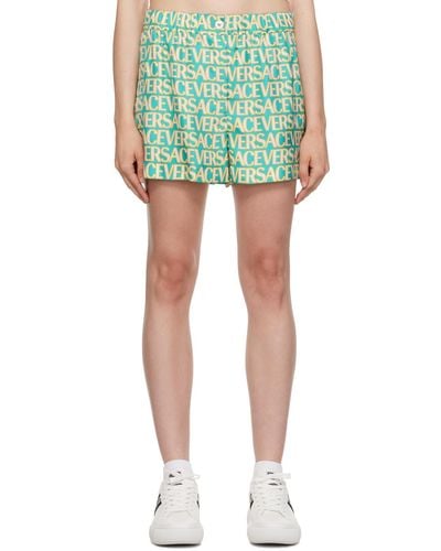 Versace Green Allover Shorts