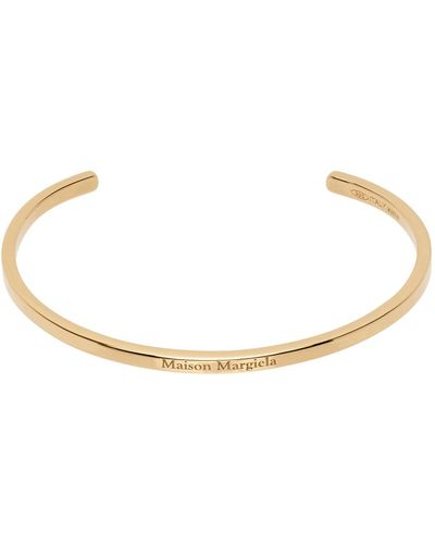 Maison Margiela Gold Logo Cuff Bracelet - Black