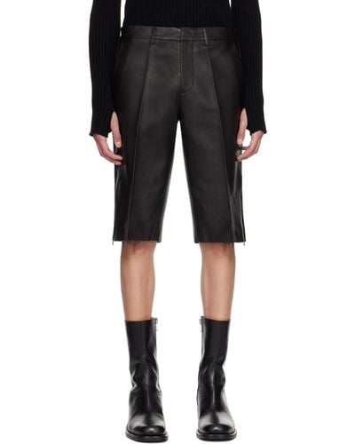 Helmut Lang Creased Leather Shorts - Black
