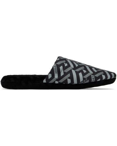 Versace 'la Greca' Slippers - Black
