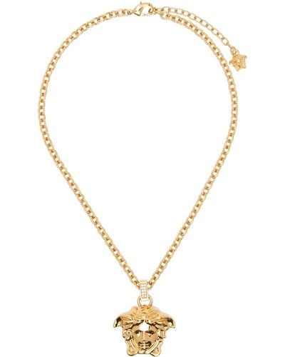 Versace Gold Crystal 'la Medusa' Necklace - Multicolor