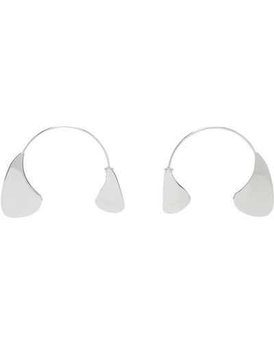 Jil Sander Silver Open Hoop Earrings - Black