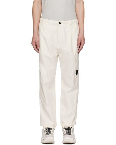 C.P. Company Pantalon cargo teint en plongée blanc - Neutre