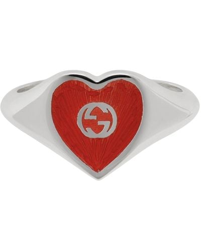Gucci Bague heart avec détail gg - Rouge