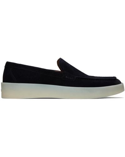 BOSS Suede Logo Detail Loafers - Black