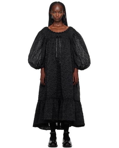 Simone Rocha Black Beaded Midi Dress