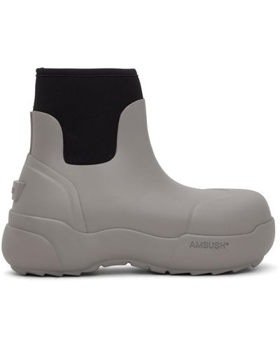 Ambush Gray Square Toe Chelsea Boots - Black