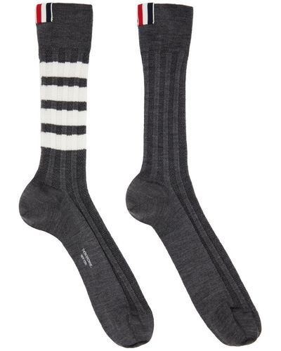 Thom Browne Thom e chaussettes grises à quatre rayures - Noir
