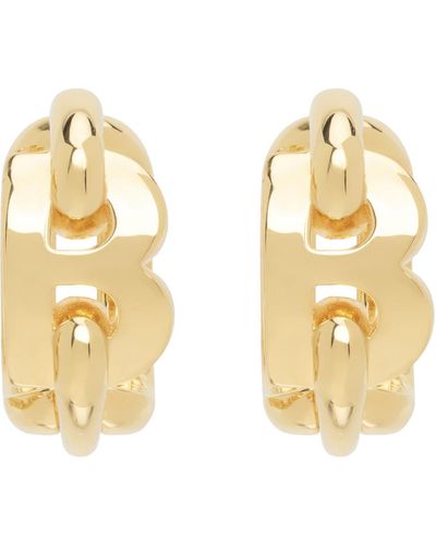 Balenciaga Boucles d'oreilles à anneau sculpturales dorées à logo - Métallisé