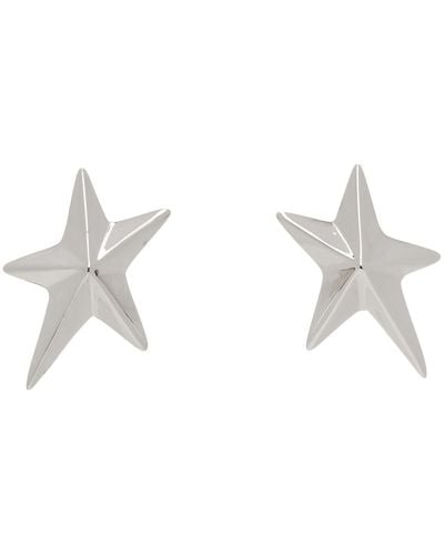 Mugler Silver Mini Star Earrings - Black