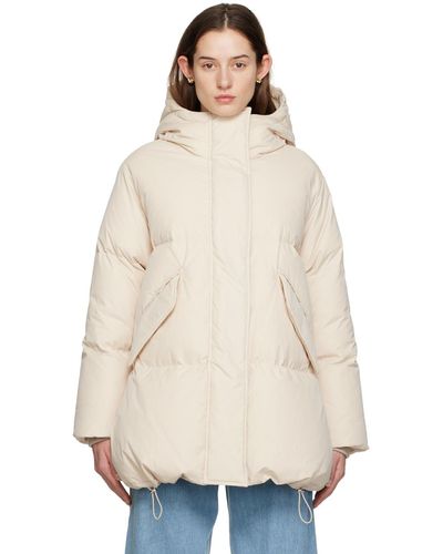 MM6 by Maison Martin Margiela Off-white Hooded Down Puffer Jacket - Natural
