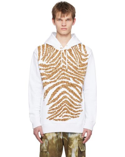 Balmain ホワイト Zebra Stripes フーディ