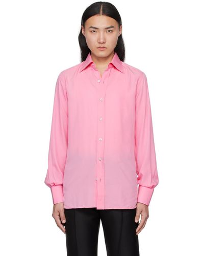 Tom Ford Pink Spread Collar Shirt