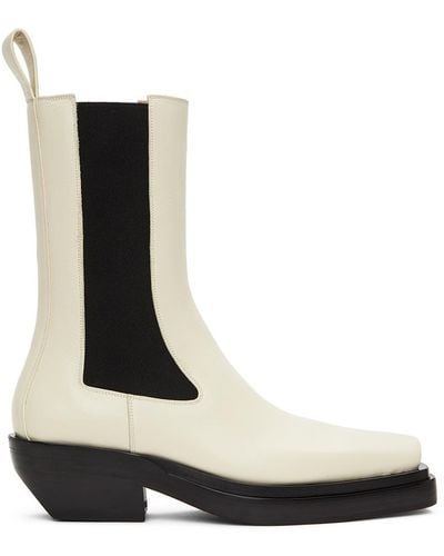 Bottega Veneta Off-white 'the Lean' Chelsea Boots - Black