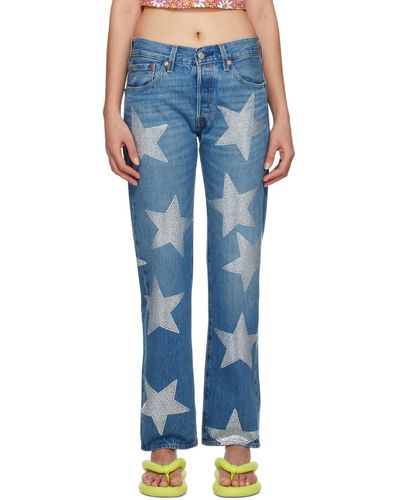 Collina Strada Levi's Edition Rhinestone Star Jeans - Blue