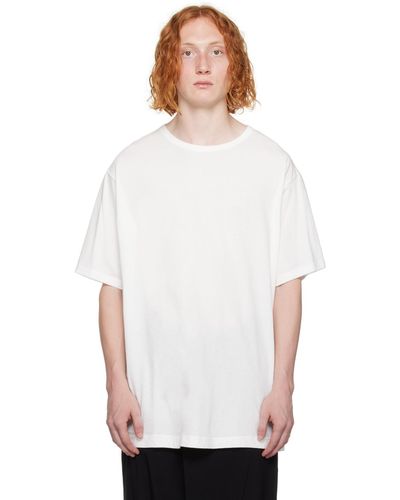 Yohji Yamamoto T-shirt blanc cassé à col ras du cou