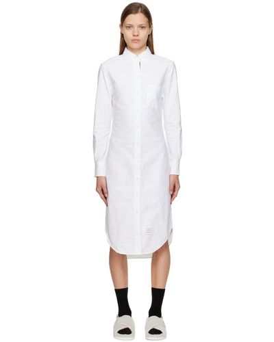 Thom Browne Thom e robe midi blanche en toile oxford - Noir