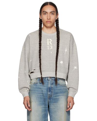 R13 Grey Cropped Sweatshirt - Blue