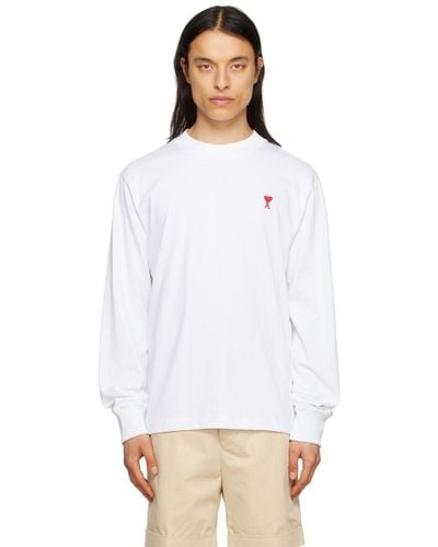 Ami Paris Ami Long Sleeve A Heart T-Shirt - White