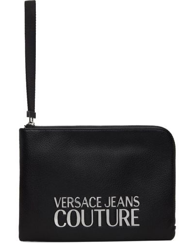 Versace Jeans Couture フェイク グレインレザー ポーチ - ブラック