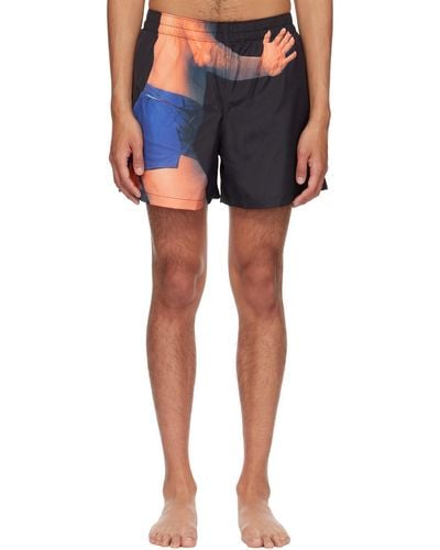 JW Anderson Black Printed Swim Shorts - Blue