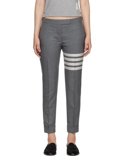 Thom Browne Thom e pantalon gris à quatre rayures - Noir