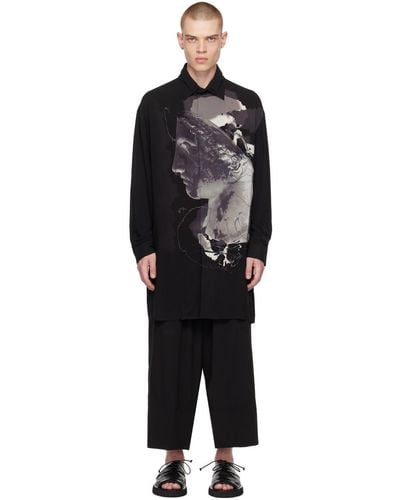 Yohji Yamamoto Black Printed Shirt