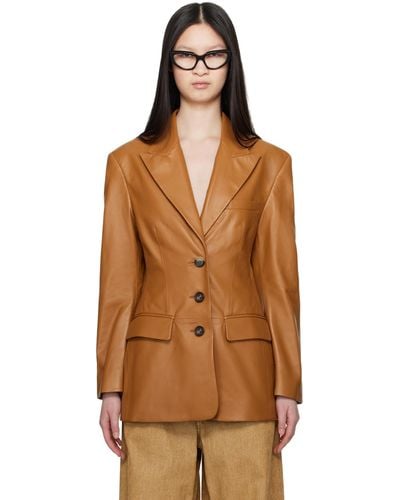 Marni Peaked Lapel Leather Jacket - Multicolour