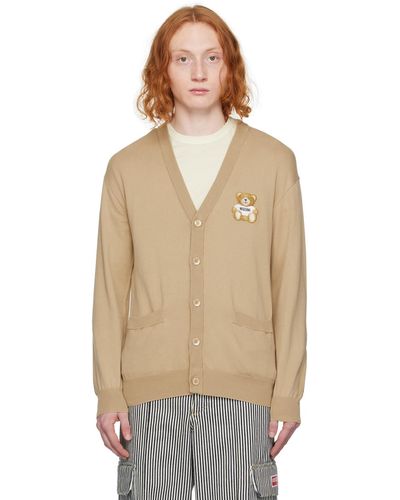 Moschino Beige Patch Cardigan - Natural