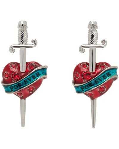 Jean Paul Gaultier Heartsword Earrings - Red