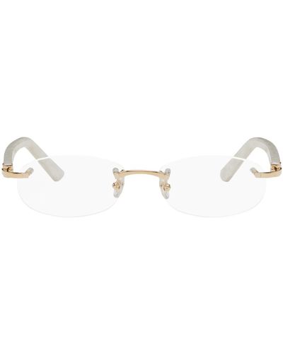 Cartier Gold & White Oval Glasses - Black
